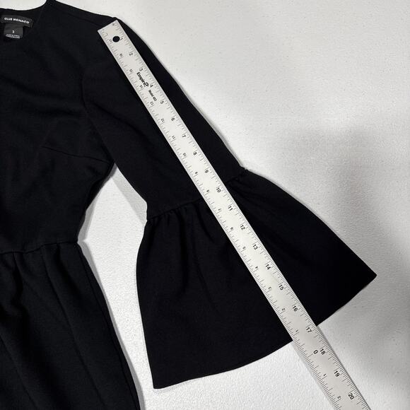 CLUB MONACO Black Bell Sleeve Loalla Ponte Dress Size 2 Classic Office Work - Picture 10 of 14
